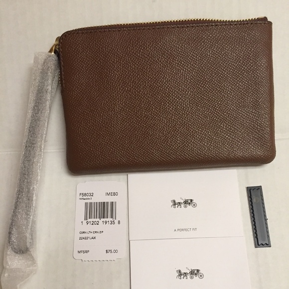 Chocolate Leather Coach Wristlet - Picture 2 of 2